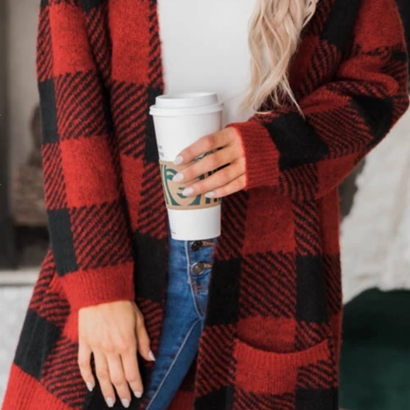 Worthwhile Risk Buffalo Plaid Red Cardigan - Picture 6 of 6